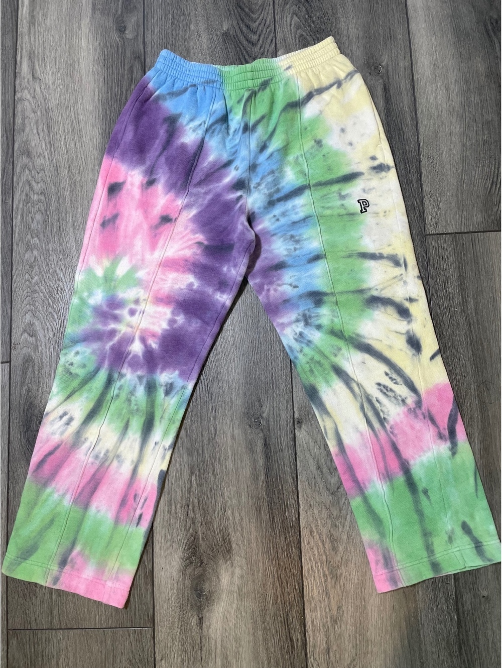 Pink size small tie-dye elastic waist sweat pants